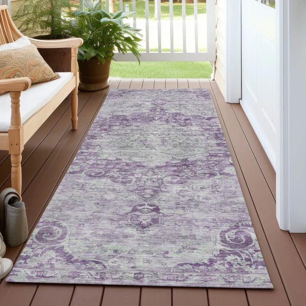 LOOMLAN Rugs Arienne Purple Washable Indoor-Outdoor Rug