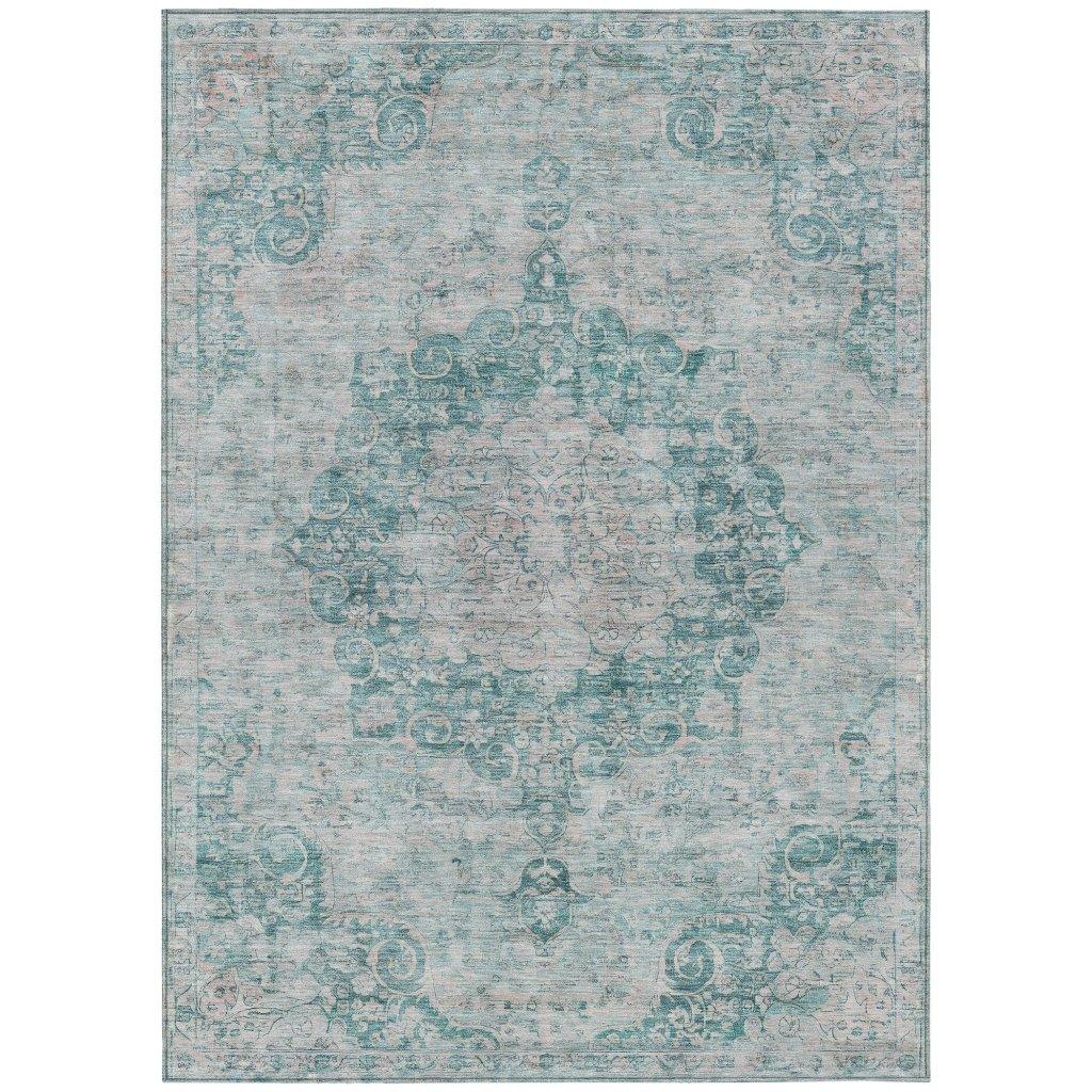 LOOMLAN Rugs Arienne Teal Washable Indoor-Outdoor Rug
