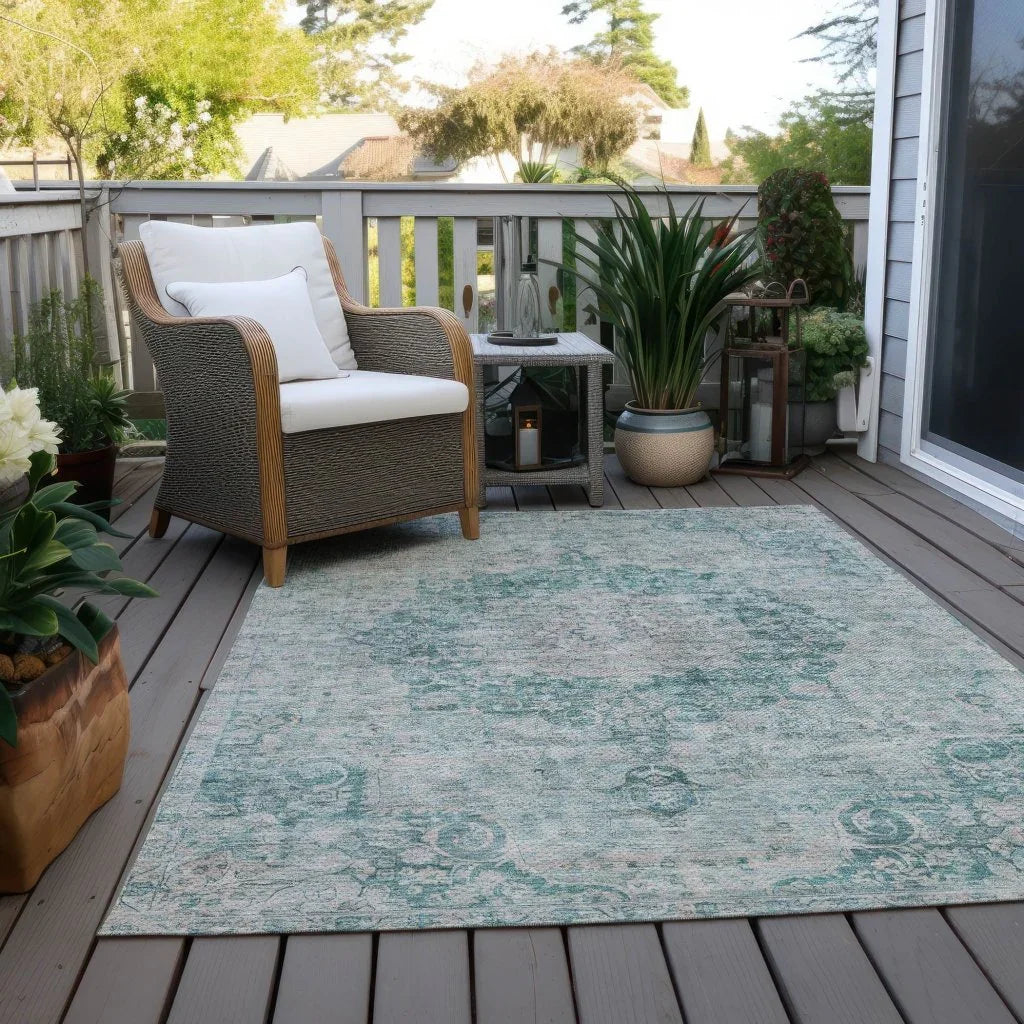 LOOMLAN Rugs Arienne Teal Washable Indoor-Outdoor Rug