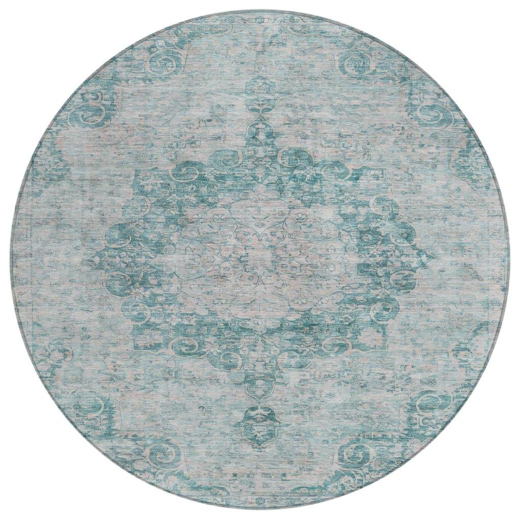 LOOMLAN Rugs Arienne Teal Washable Indoor-Outdoor Rug