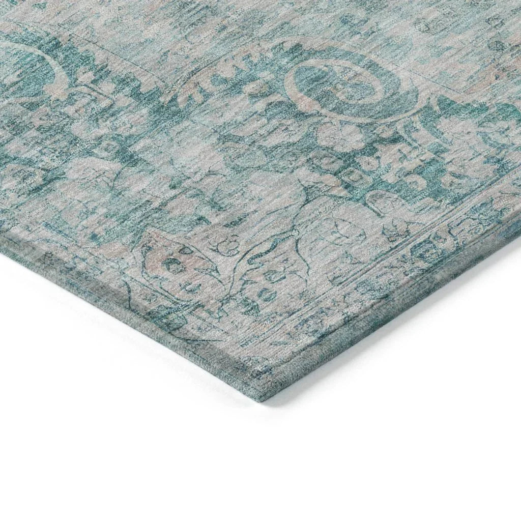 LOOMLAN Rugs Arienne Teal Washable Indoor-Outdoor Rug