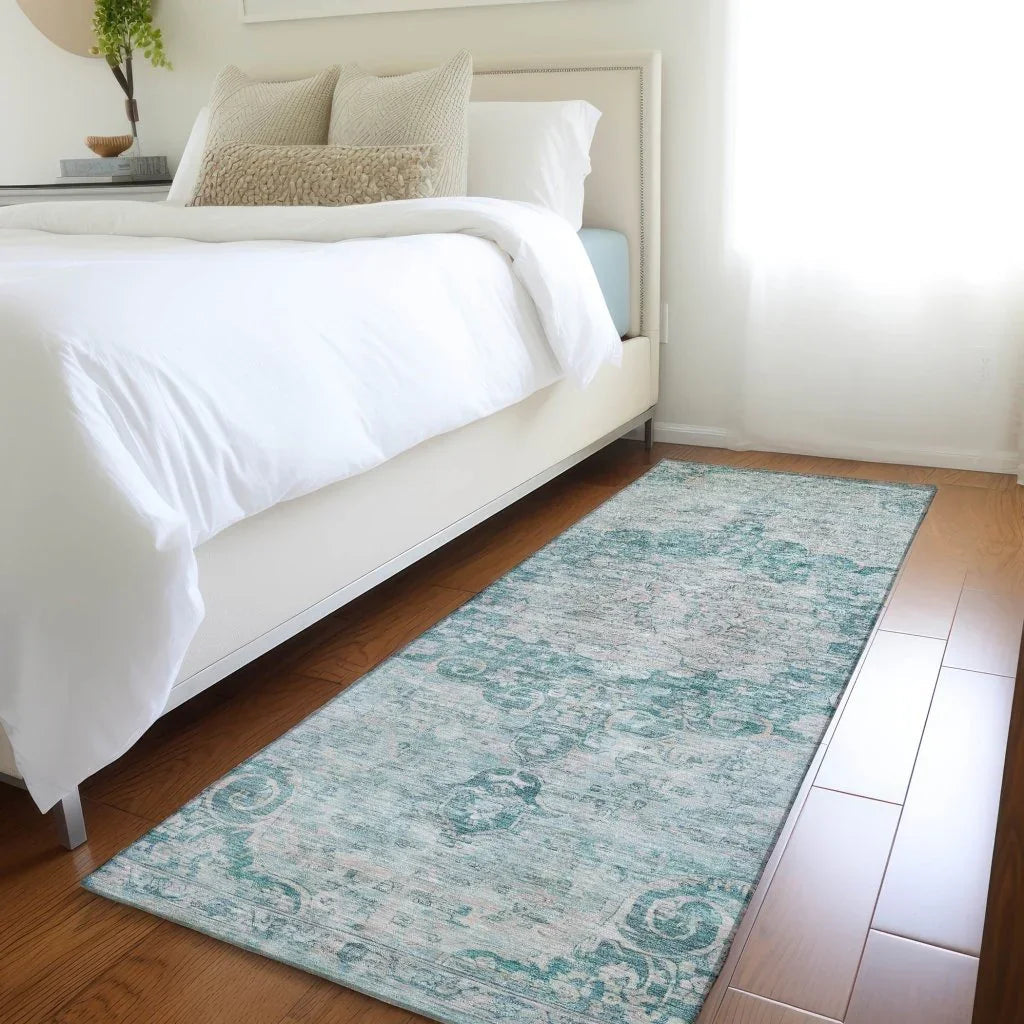 LOOMLAN Rugs Arienne Teal Washable Indoor-Outdoor Rug