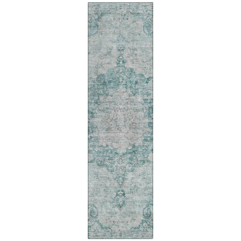 LOOMLAN Rugs Arienne Teal Washable Indoor-Outdoor Rug