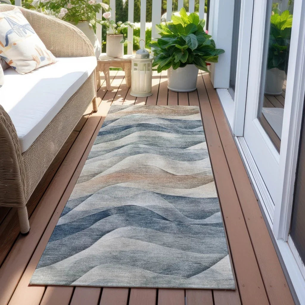 LOOMLAN Rugs Arionelle Blue Washable Indoor-Outdoor Rug
