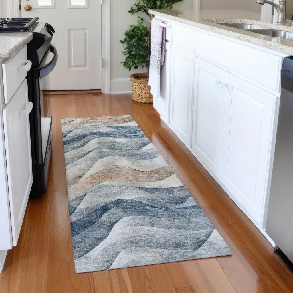 LOOMLAN Rugs Arionelle Blue Washable Indoor-Outdoor Rug