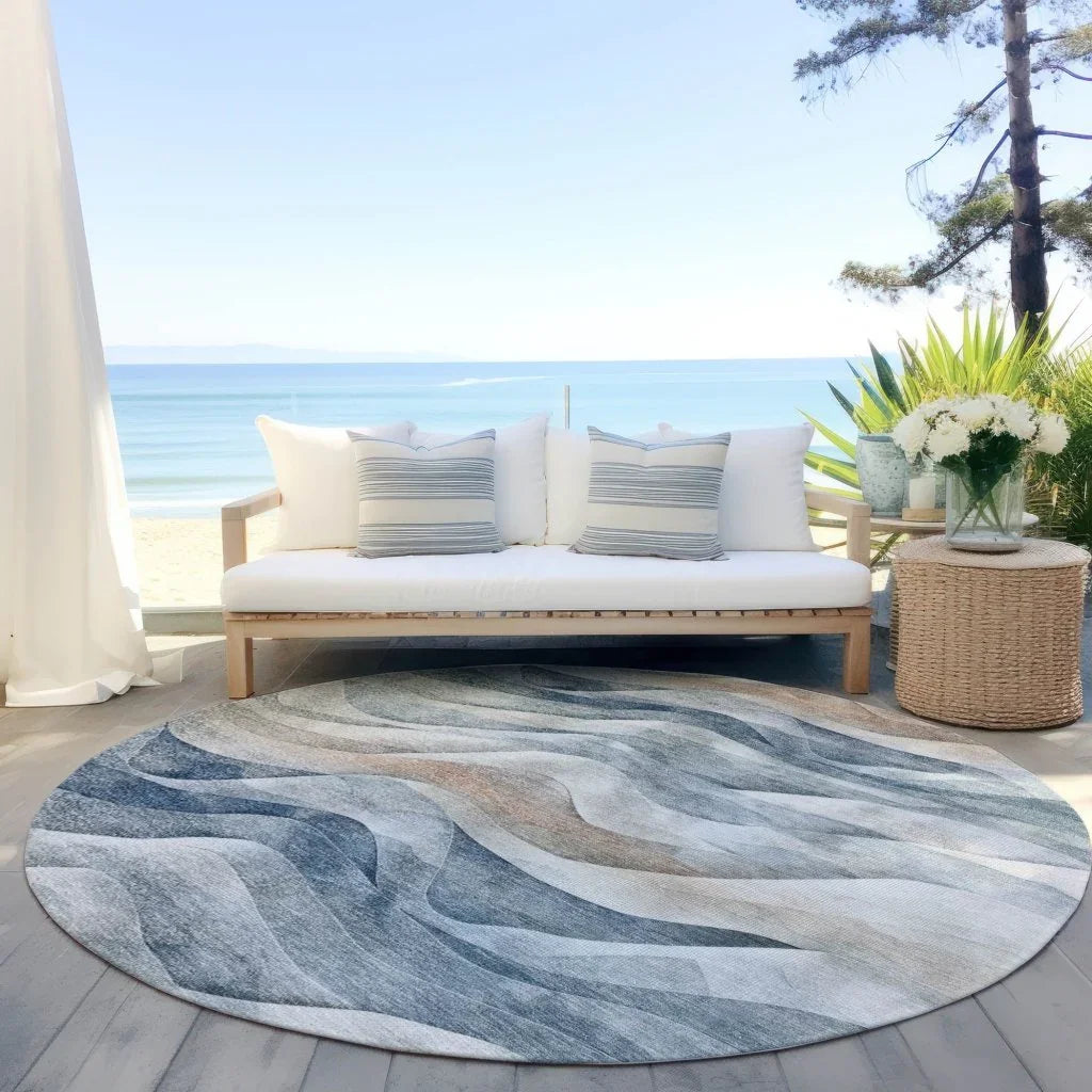 LOOMLAN Rugs Arionelle Blue Washable Indoor-Outdoor Rug