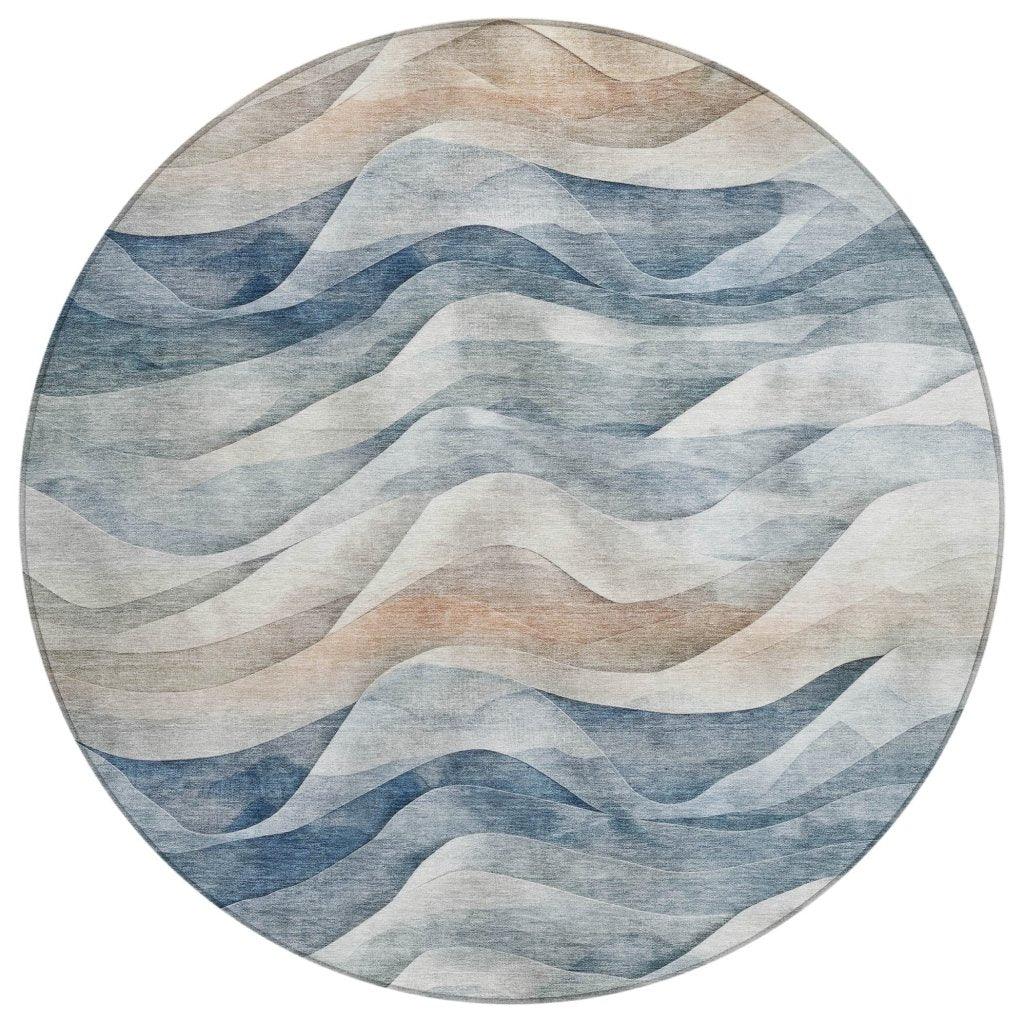 LOOMLAN Rugs Arionelle Blue Washable Indoor-Outdoor Rug