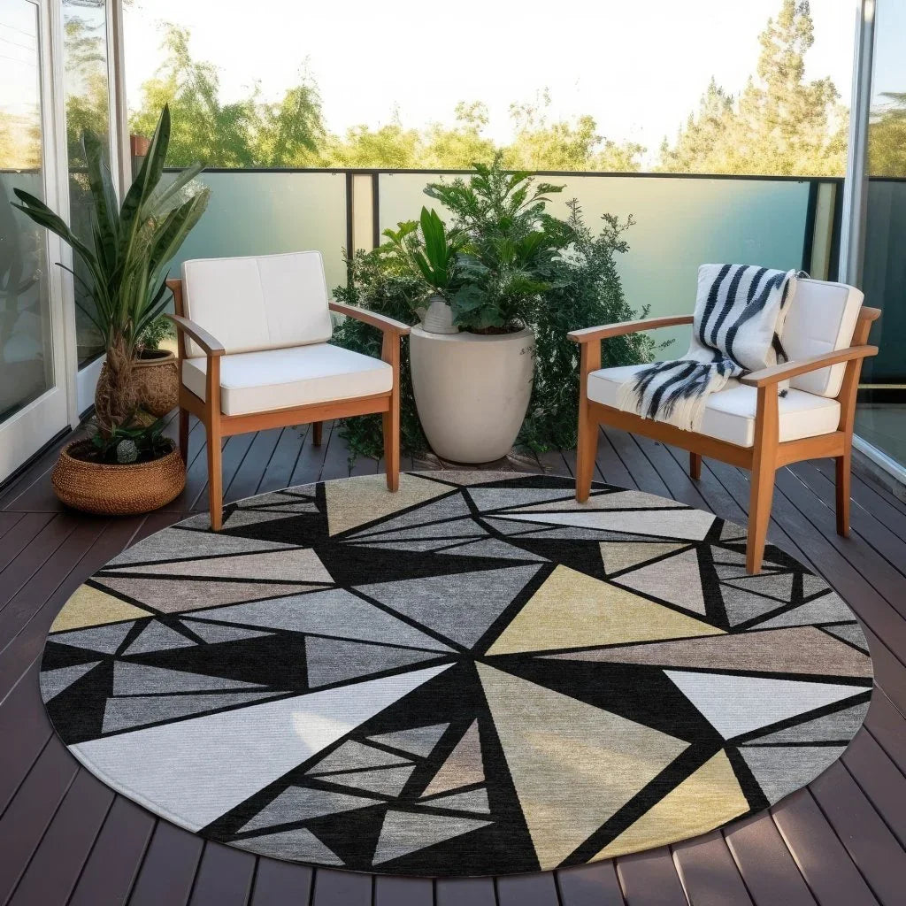 LOOMLAN Rugs Aristea Black Washable Indoor-Outdoor Rug