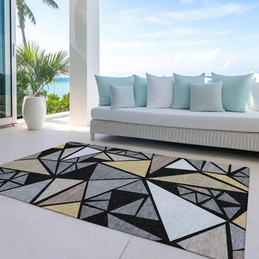 LOOMLAN Rugs Aristea Black Washable Indoor-Outdoor Rug