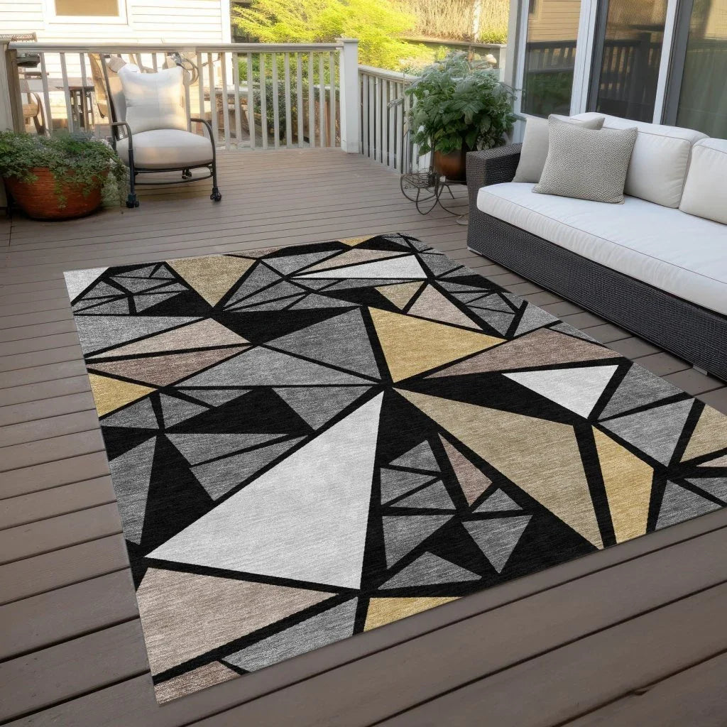 LOOMLAN Rugs Aristea Black Washable Indoor-Outdoor Rug