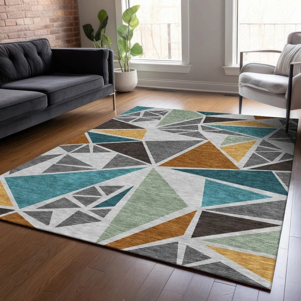 LOOMLAN Rugs Aristea Gray Washable Indoor-Outdoor Rug