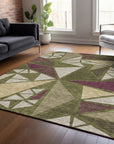 LOOMLAN Rugs Aristea Green Washable Indoor-Outdoor Rug