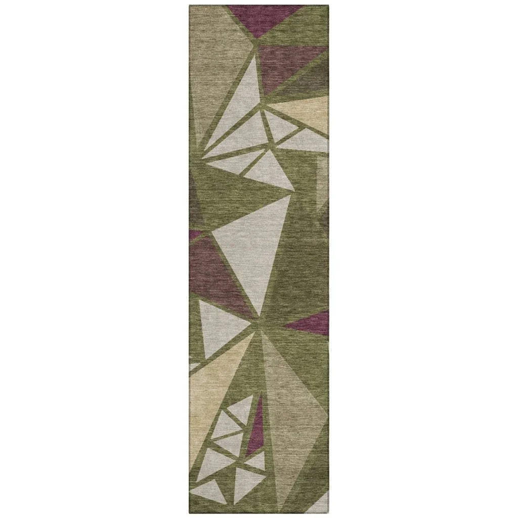 LOOMLAN Rugs Aristea Green Washable Indoor-Outdoor Rug