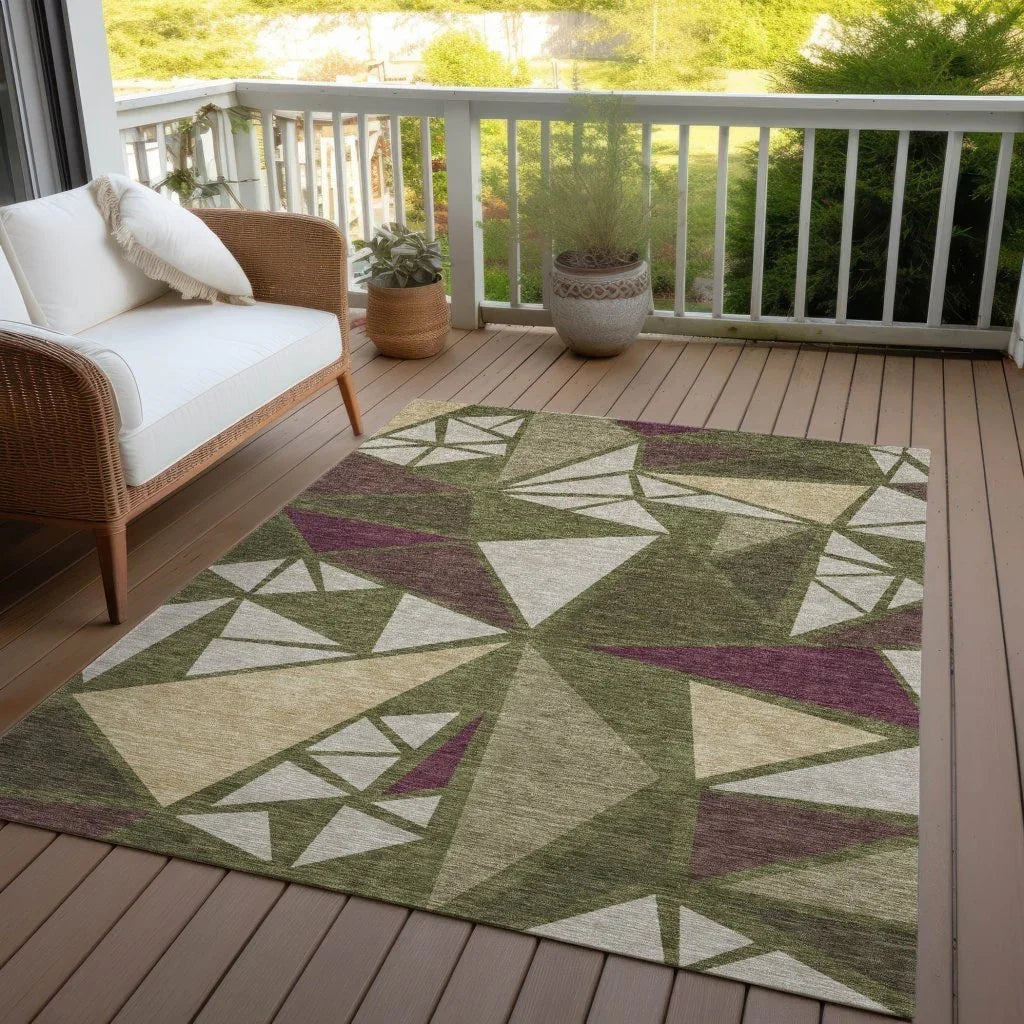 LOOMLAN Rugs Aristea Green Washable Indoor-Outdoor Rug