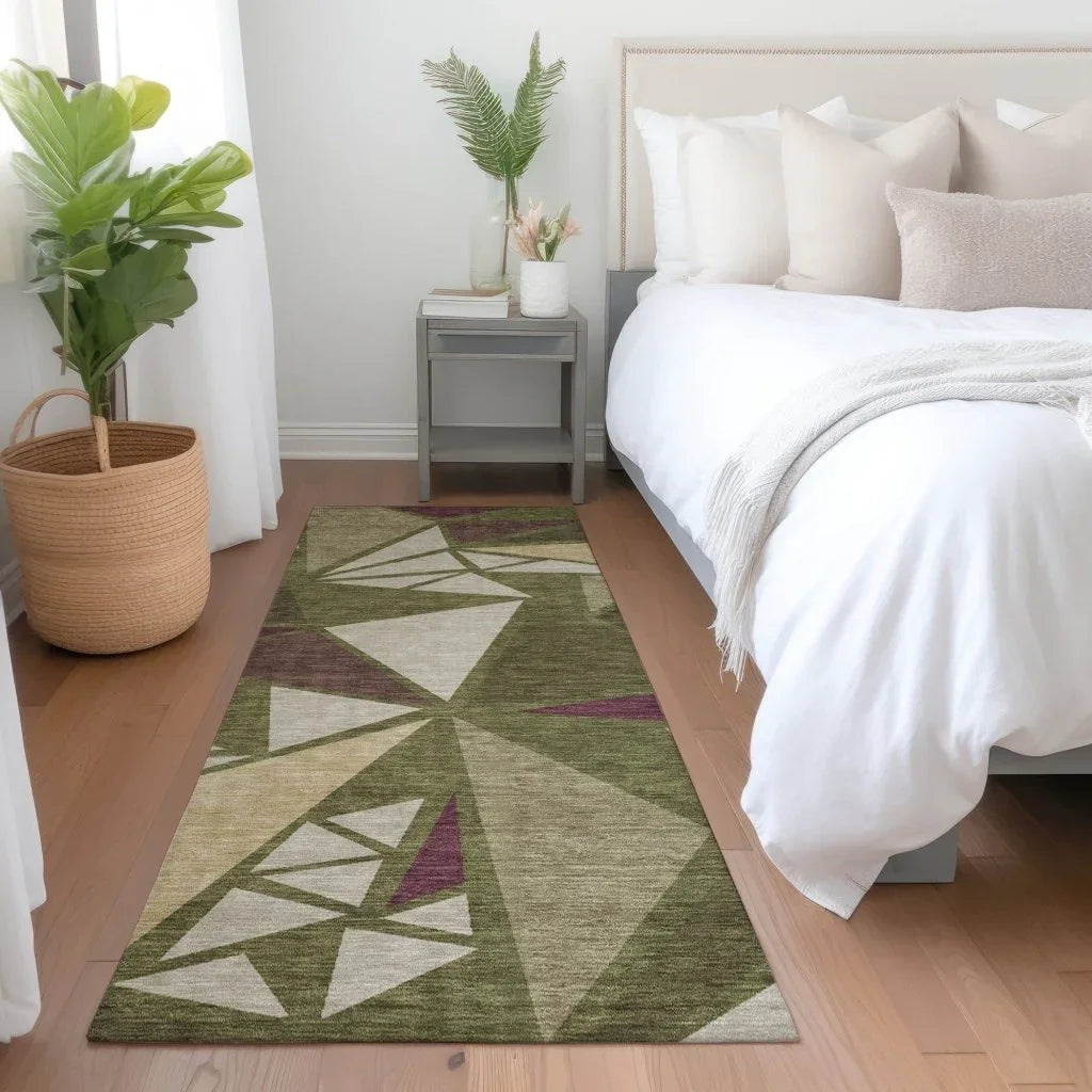 LOOMLAN Rugs Aristea Green Washable Indoor-Outdoor Rug