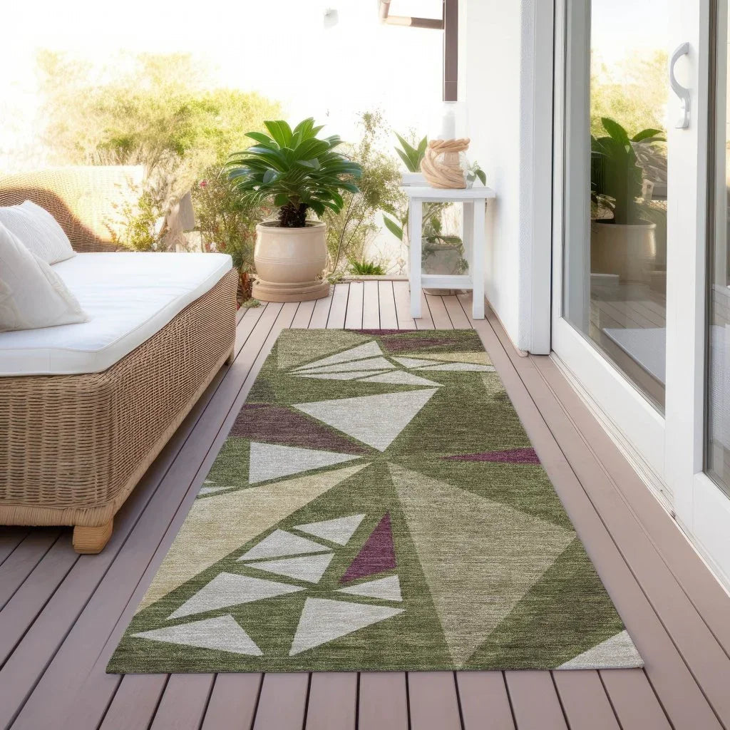 LOOMLAN Rugs Aristea Green Washable Indoor-Outdoor Rug