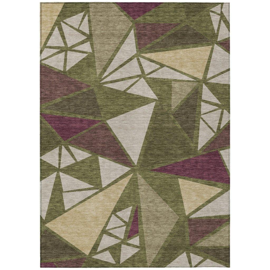 LOOMLAN Rugs Aristea Green Washable Indoor-Outdoor Rug