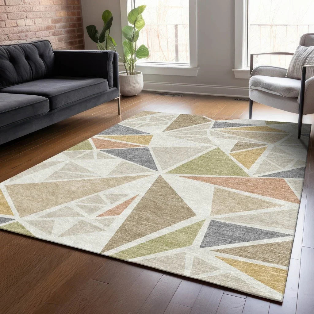 LOOMLAN Rugs Aristea Ivory Washable Indoor-Outdoor Rug