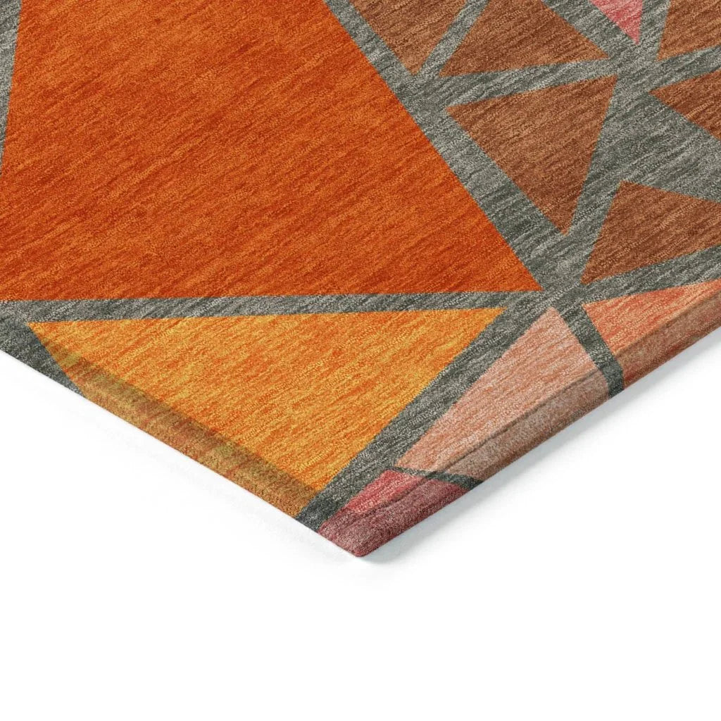 LOOMLAN Rugs Aristea Orange Washable Indoor-Outdoor Rug