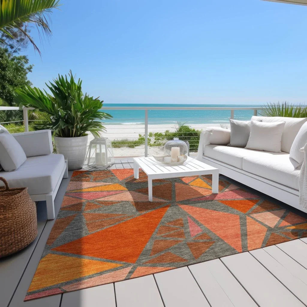 LOOMLAN Rugs Aristea Orange Washable Indoor-Outdoor Rug