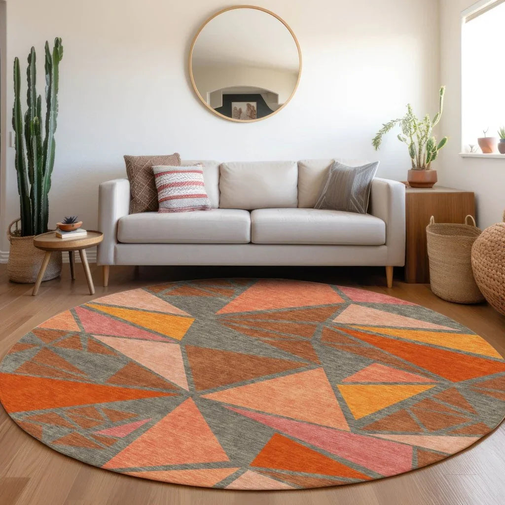 LOOMLAN Rugs Aristea Orange Washable Indoor-Outdoor Rug