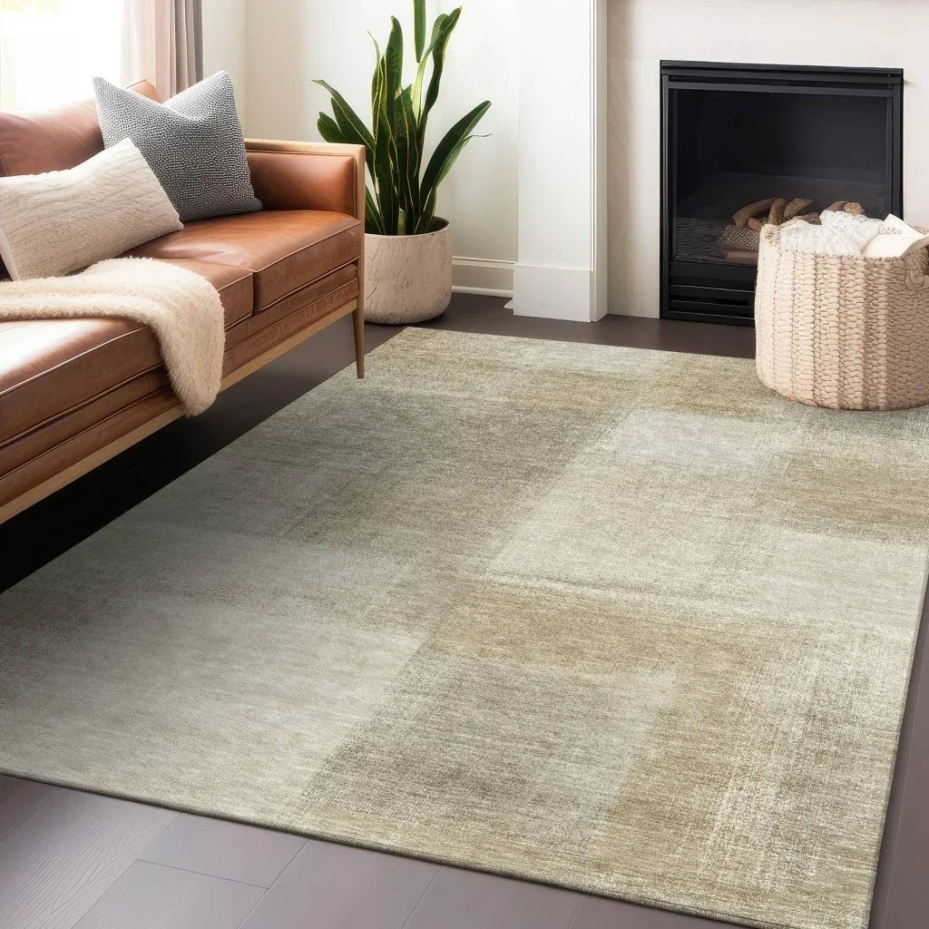 LOOMLAN Rugs Asha Brown Washable Indoor-Outdoor Rug