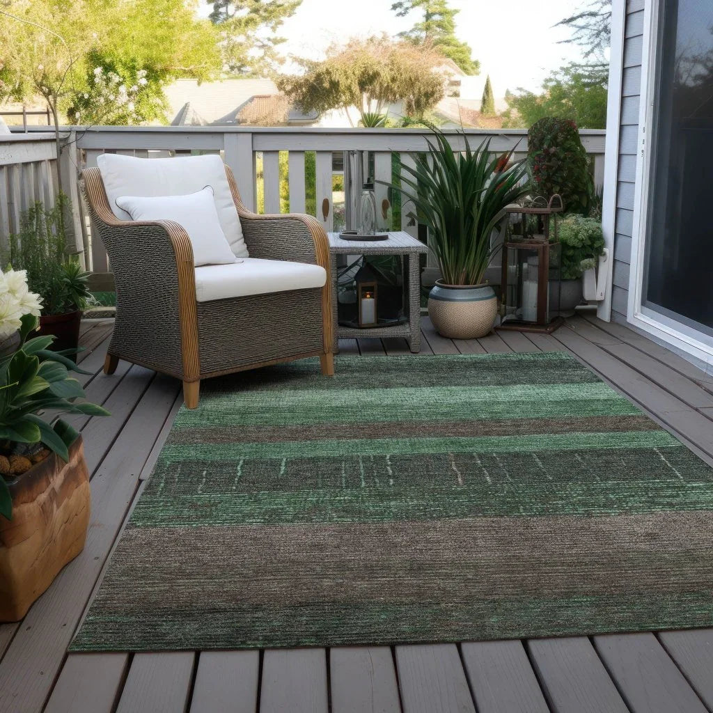 LOOMLAN Rugs Ashuryn Green Washable Indoor-Outdoor Rug