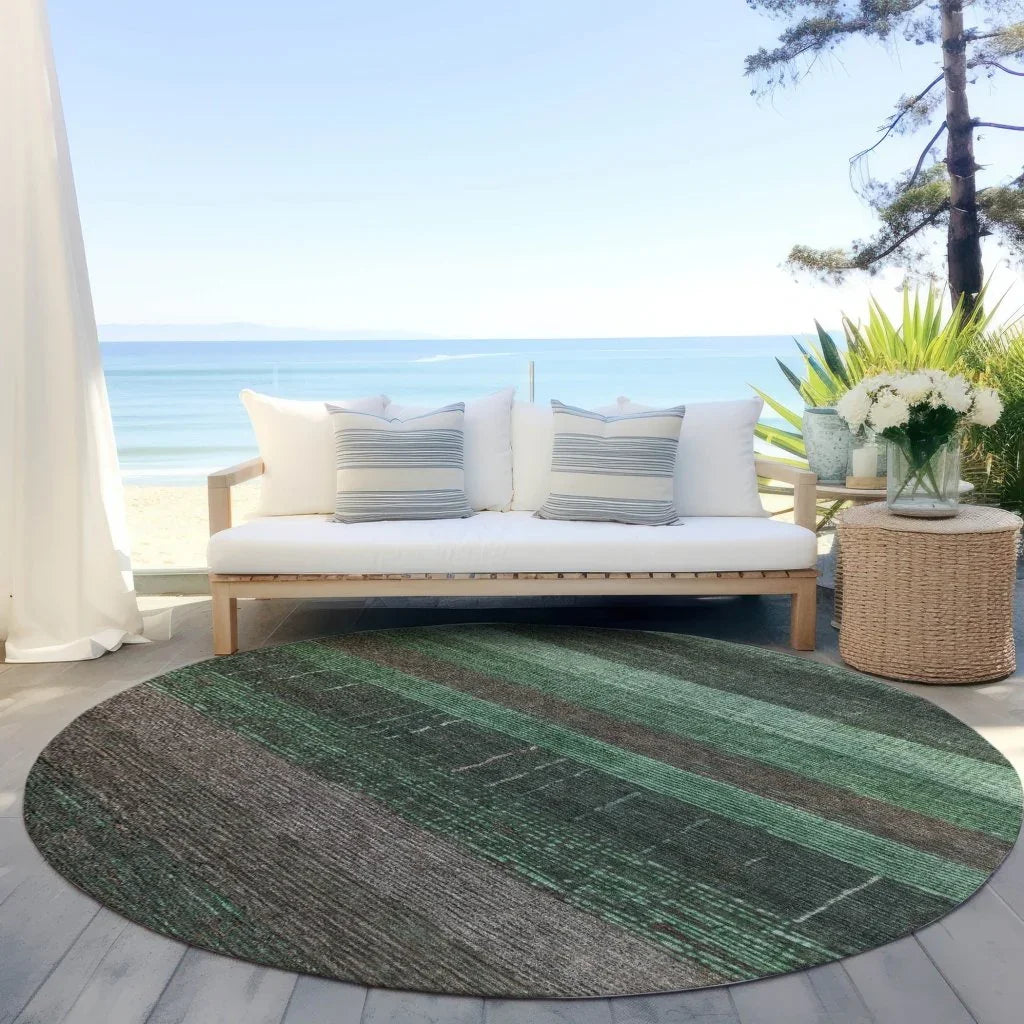 LOOMLAN Rugs Ashuryn Green Washable Indoor-Outdoor Rug