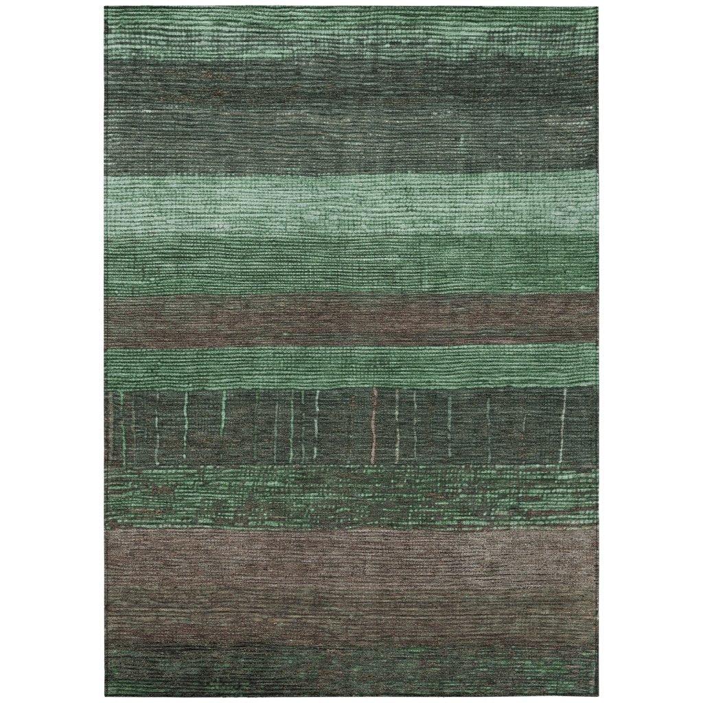 LOOMLAN Rugs Ashuryn Green Washable Indoor-Outdoor Rug