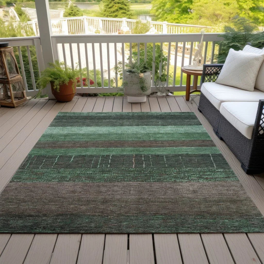 LOOMLAN Rugs Ashuryn Green Washable Indoor-Outdoor Rug