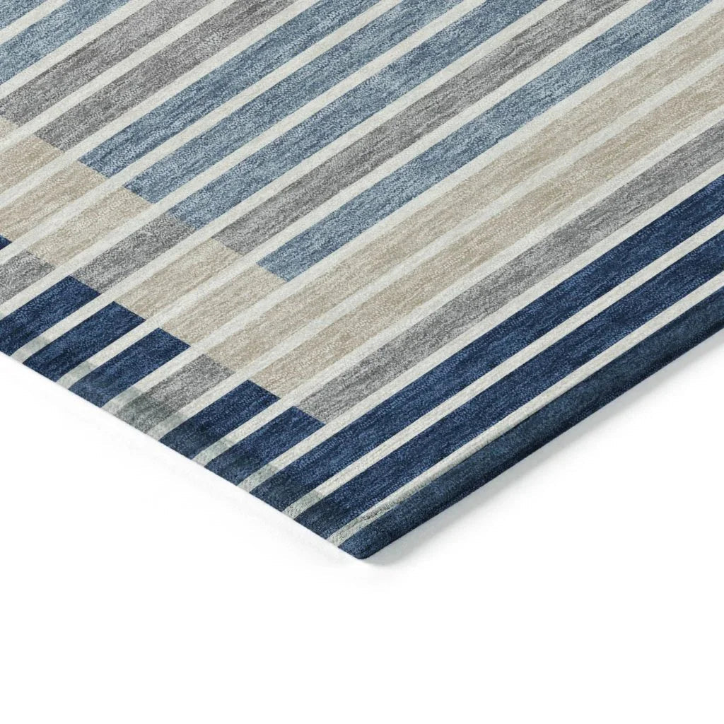 LOOMLAN Rugs Asymira Blue Washable Indoor-Outdoor Rug