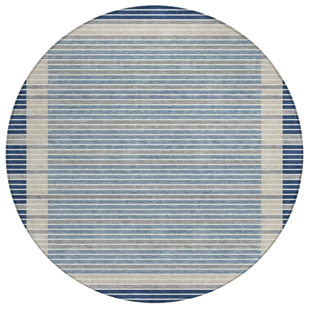 LOOMLAN Rugs Asymira Blue Washable Indoor-Outdoor Rug