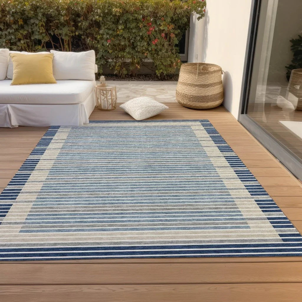 LOOMLAN Rugs Asymira Blue Washable Indoor-Outdoor Rug