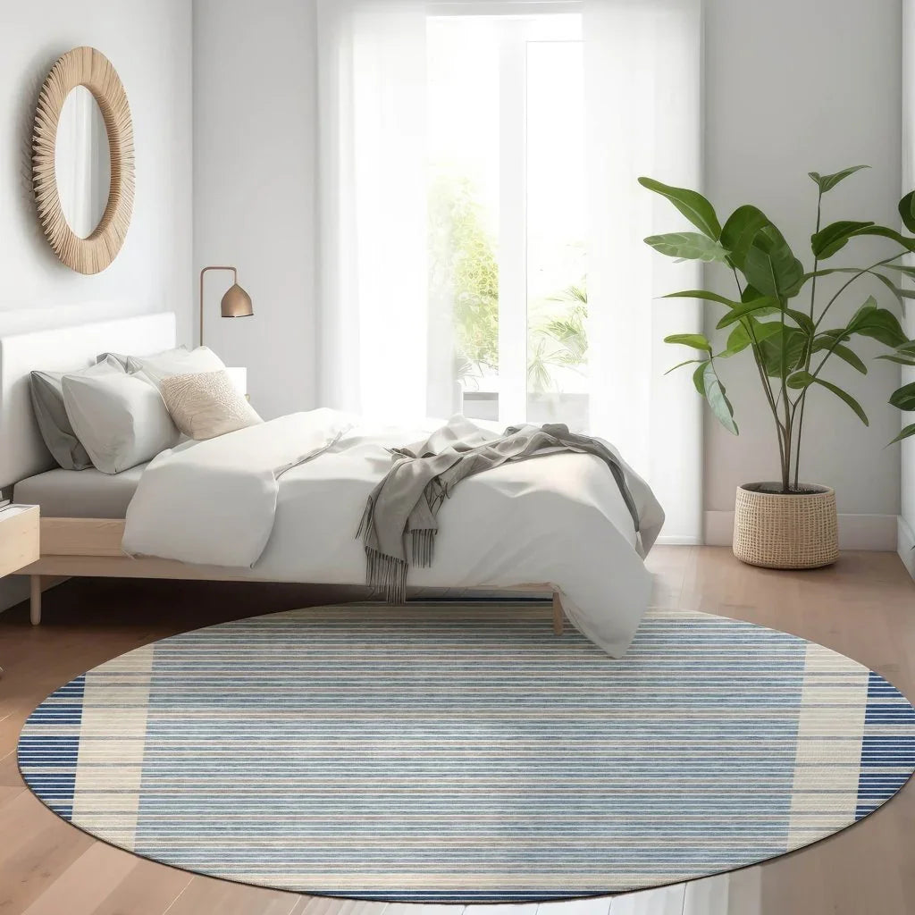 LOOMLAN Rugs Asymira Blue Washable Indoor-Outdoor Rug