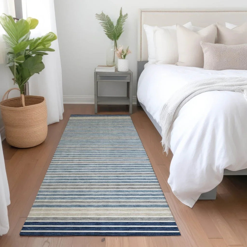 LOOMLAN Rugs Asymira Blue Washable Indoor-Outdoor Rug
