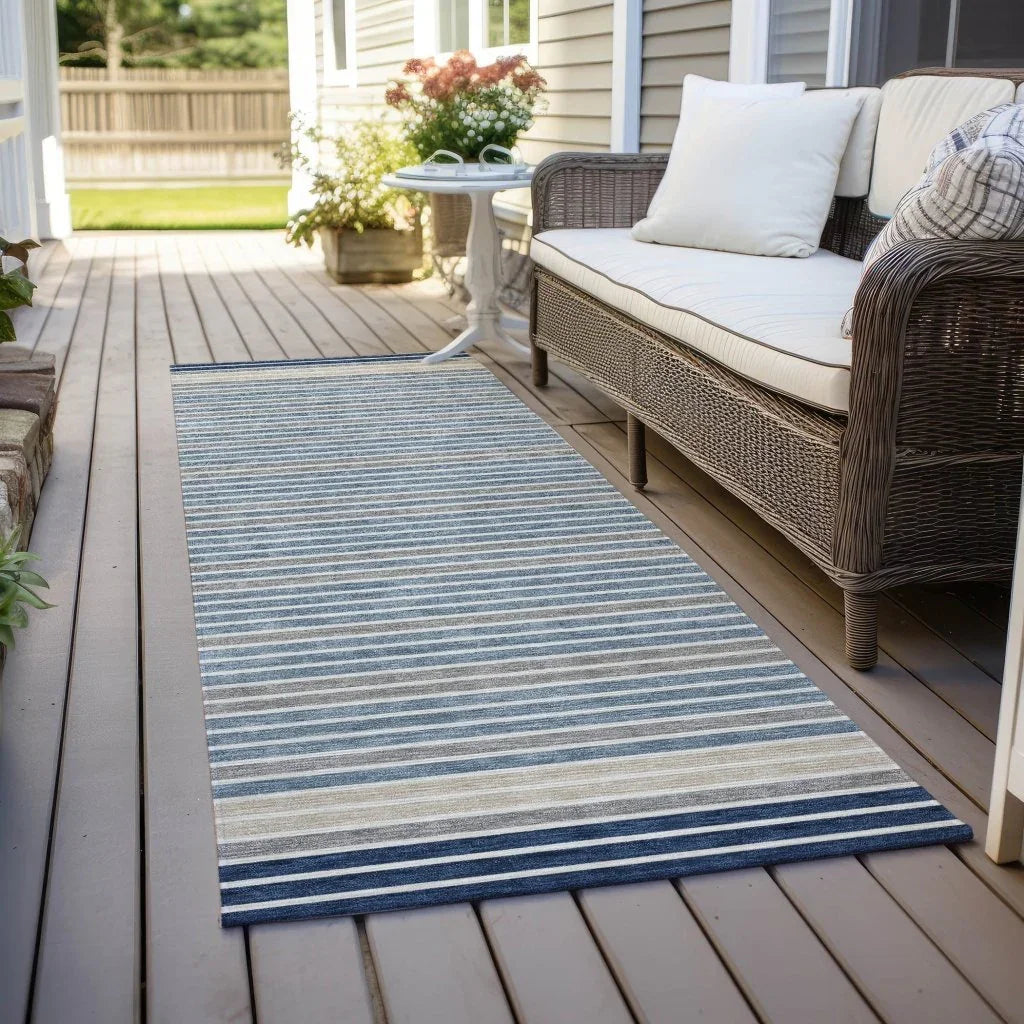 LOOMLAN Rugs Asymira Blue Washable Indoor-Outdoor Rug