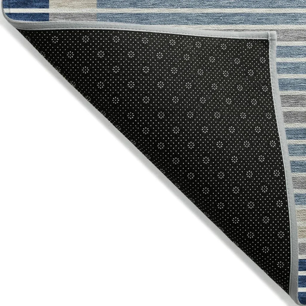 LOOMLAN Rugs Asymira Blue Washable Indoor-Outdoor Rug