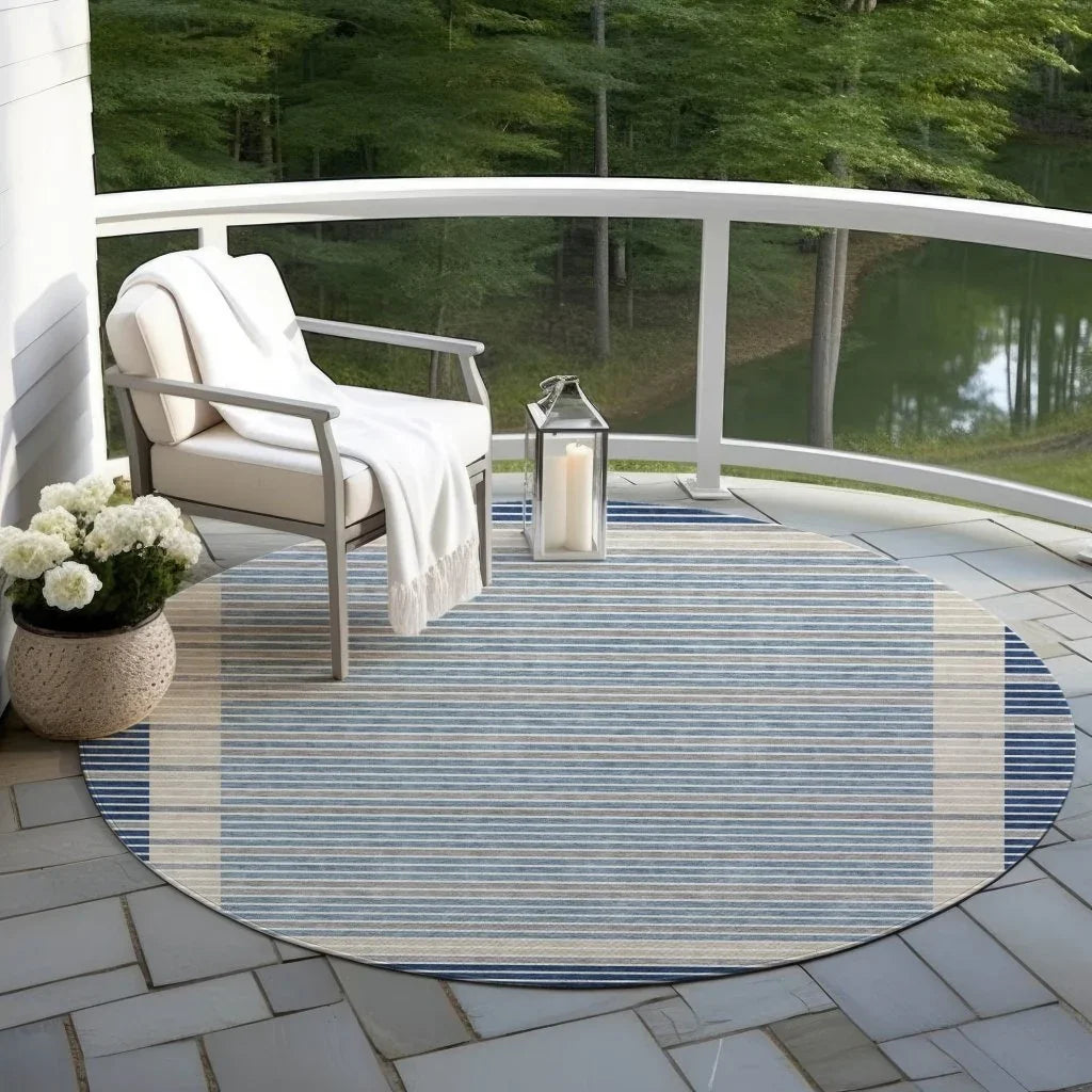 LOOMLAN Rugs Asymira Blue Washable Indoor-Outdoor Rug
