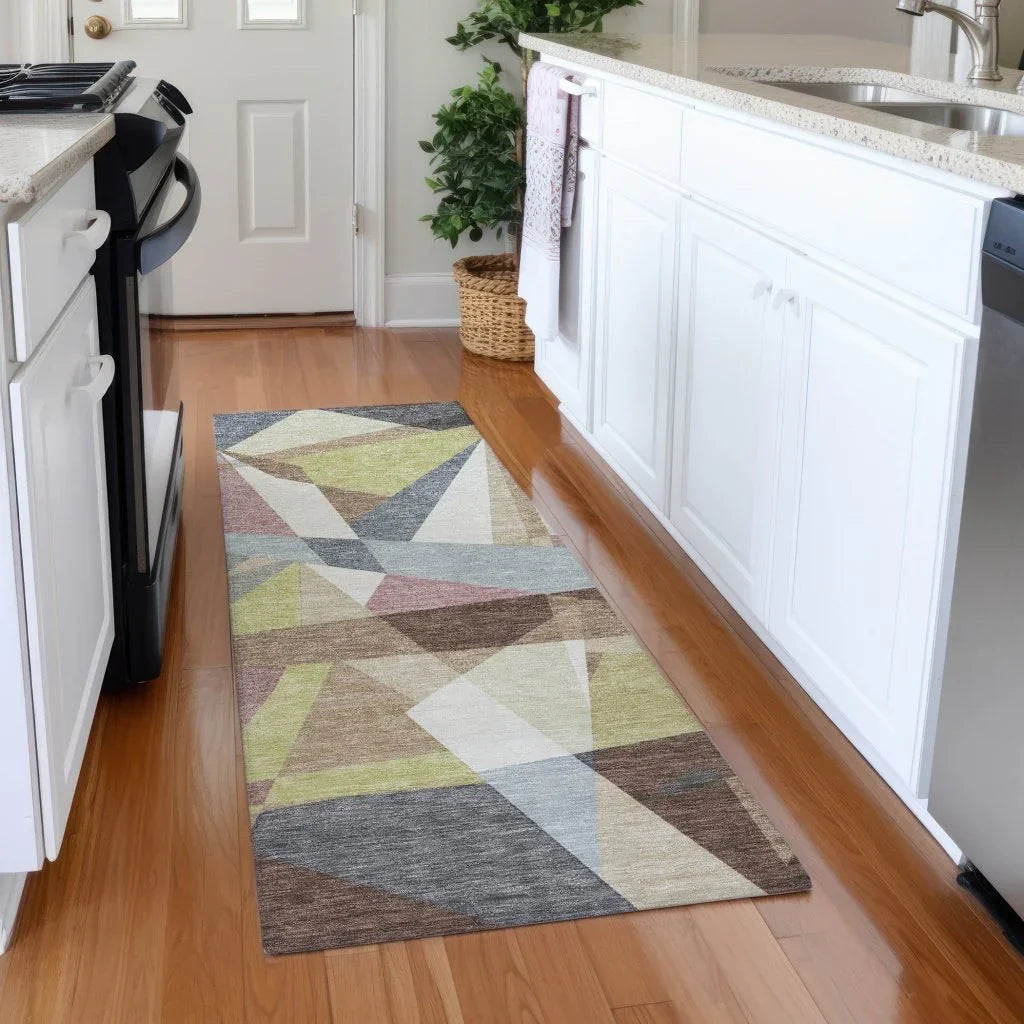 LOOMLAN Rugs Asymma Brown Washable Indoor-Outdoor Rug