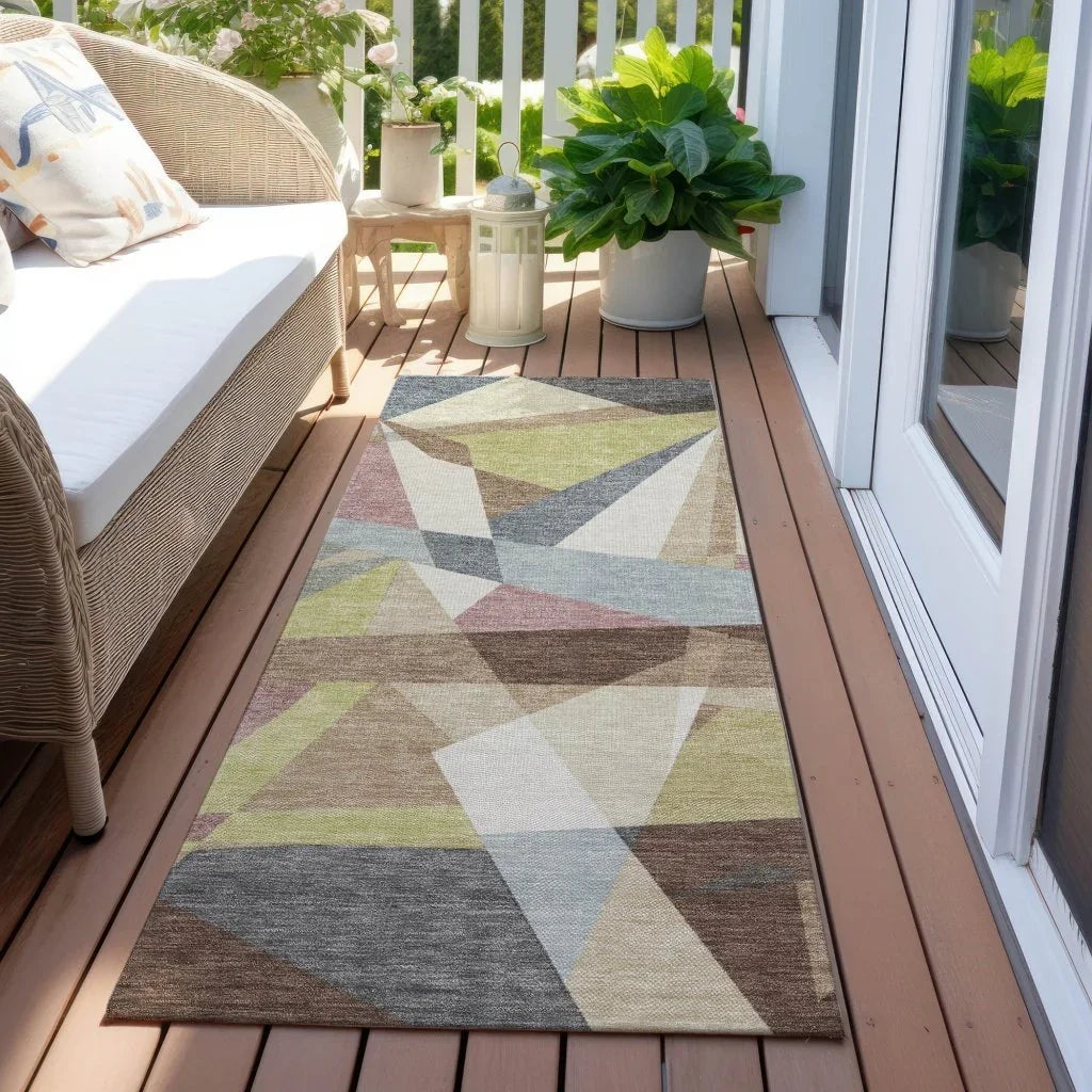 LOOMLAN Rugs Asymma Brown Washable Indoor-Outdoor Rug