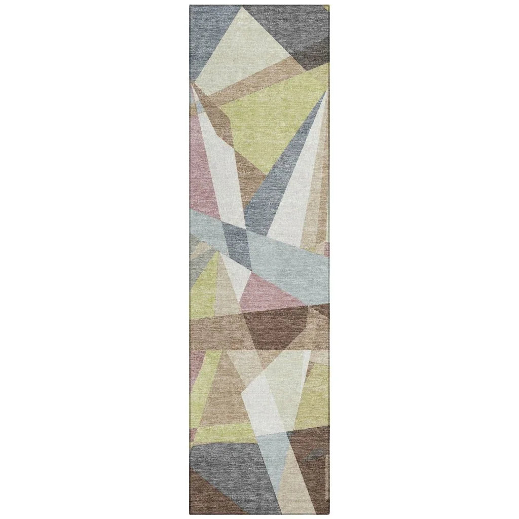 LOOMLAN Rugs Asymma Brown Washable Indoor-Outdoor Rug