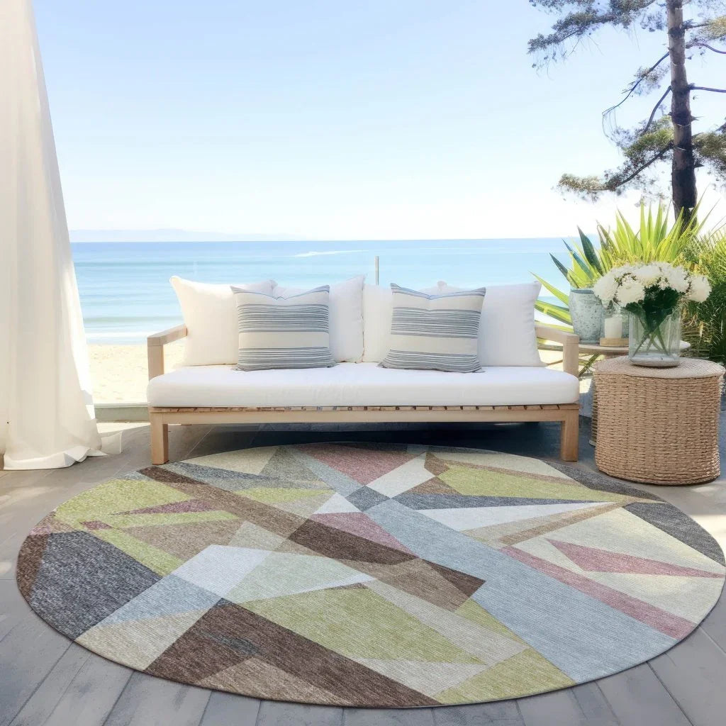LOOMLAN Rugs Asymma Brown Washable Indoor-Outdoor Rug