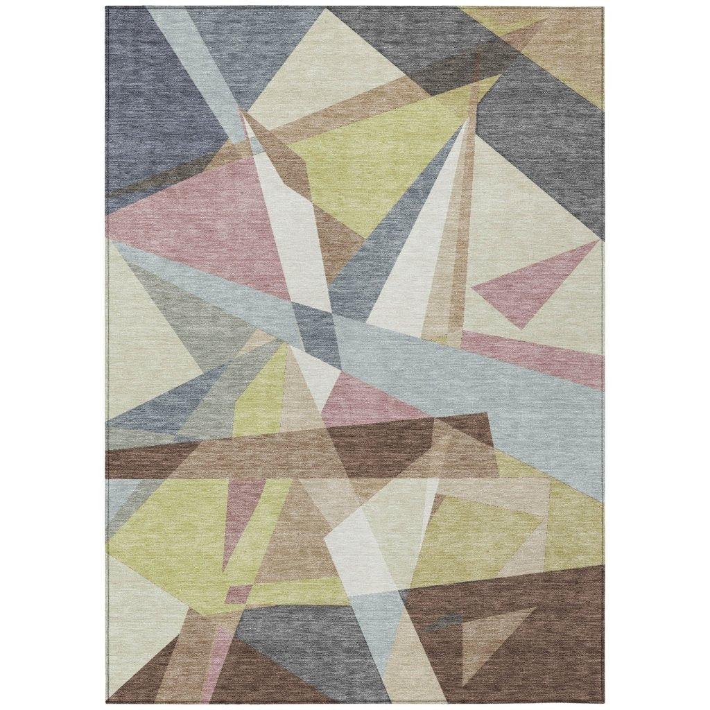 LOOMLAN Rugs Asymma Brown Washable Indoor-Outdoor Rug