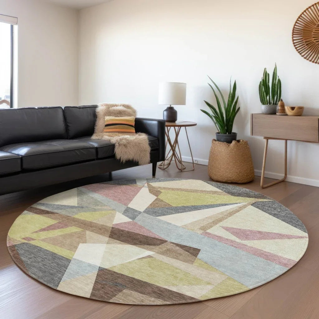 LOOMLAN Rugs Asymma Brown Washable Indoor-Outdoor Rug