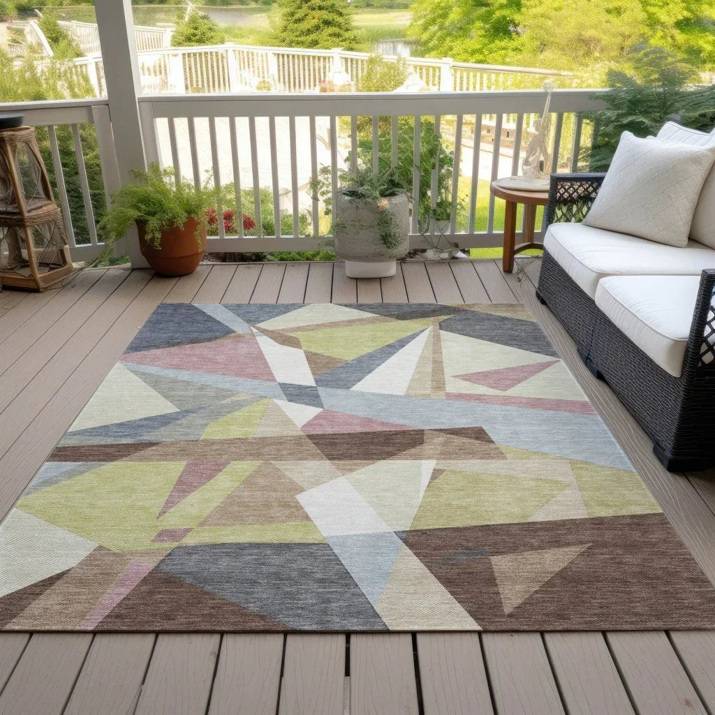 LOOMLAN Rugs Asymma Brown Washable Indoor-Outdoor Rug