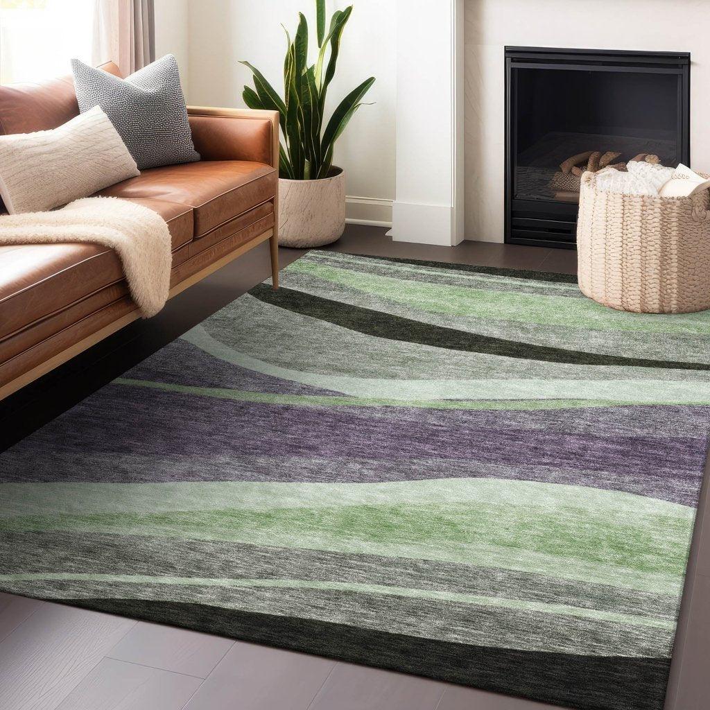 LOOMLAN Rugs Athena Purple Washable Indoor-Outdoor Rug