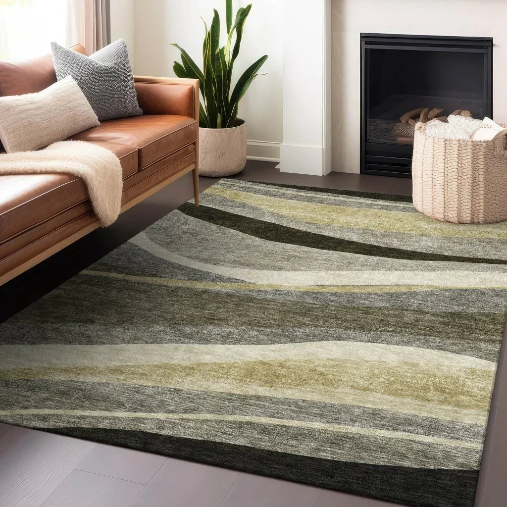 LOOMLAN Rugs Athena Taupe Washable Indoor-Outdoor Rug