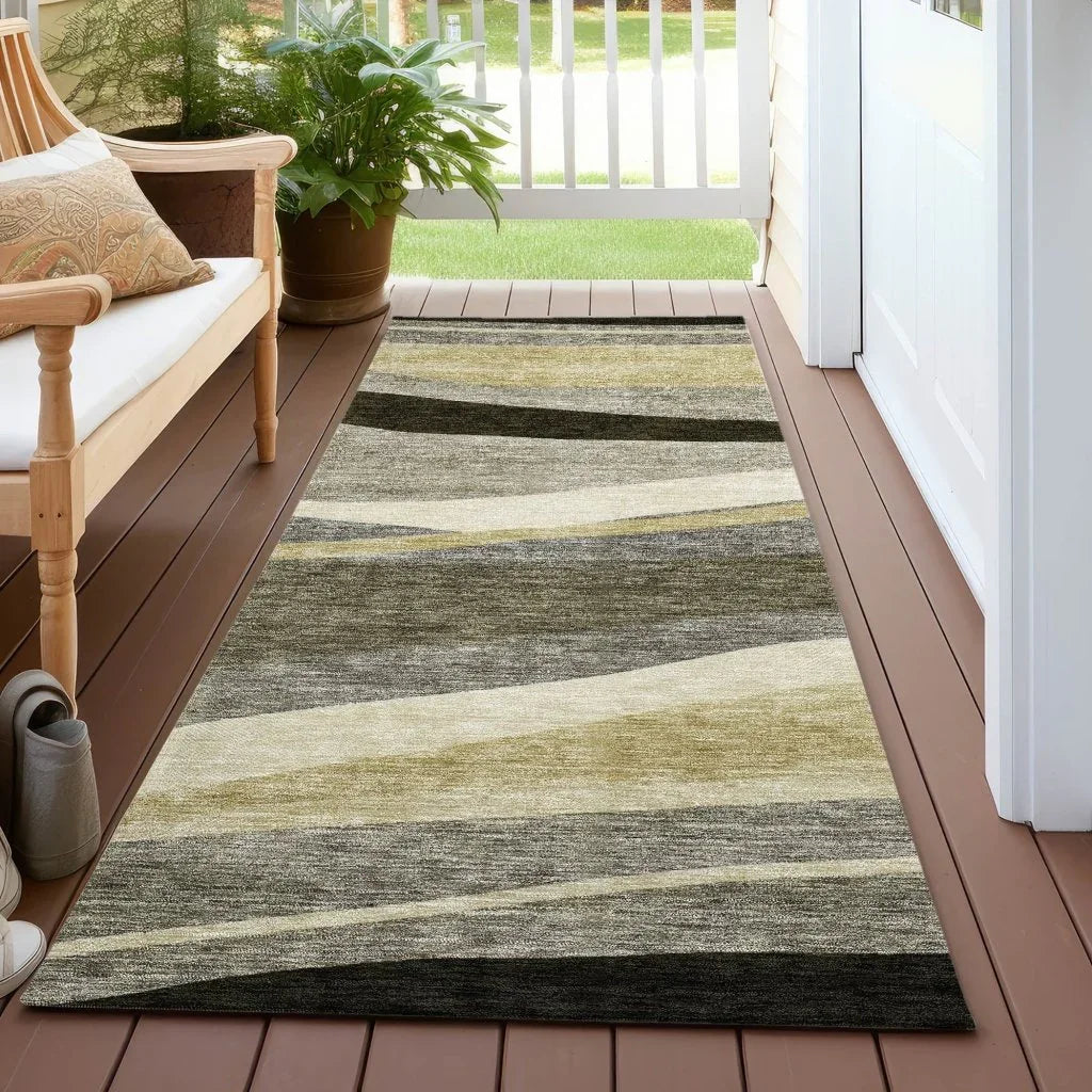 LOOMLAN Rugs Athena Taupe Washable Indoor-Outdoor Rug