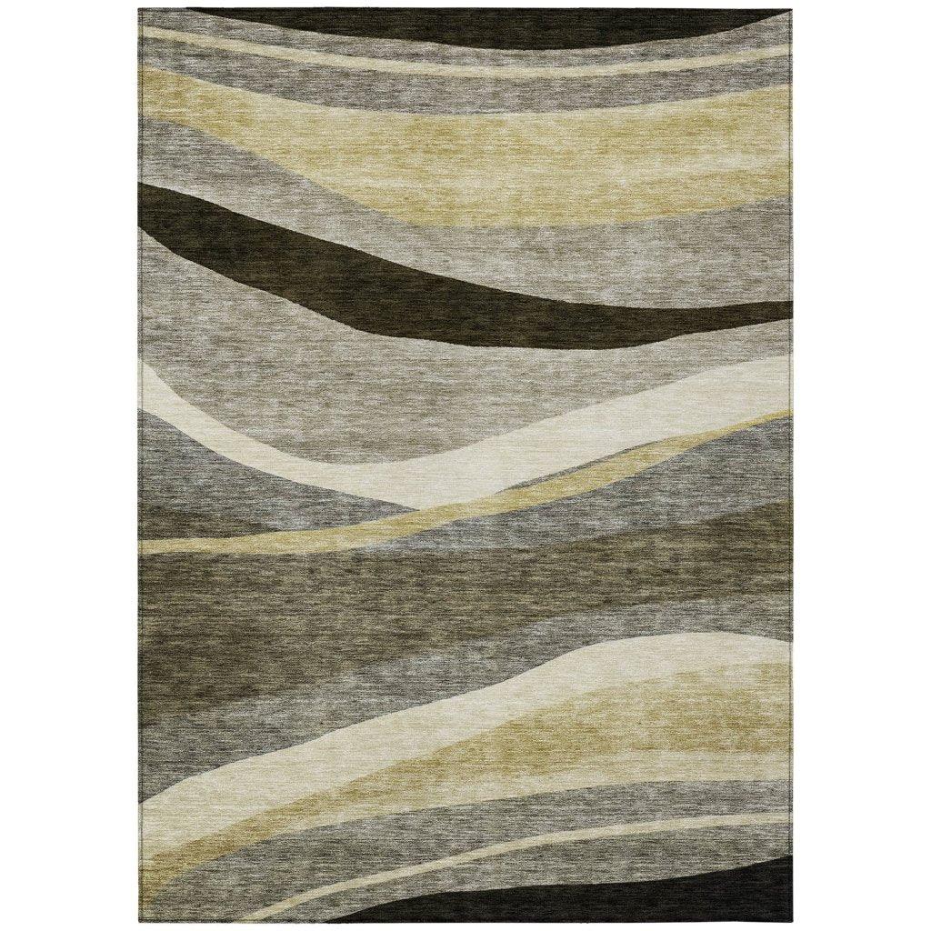 LOOMLAN Rugs Athena Taupe Washable Indoor-Outdoor Rug
