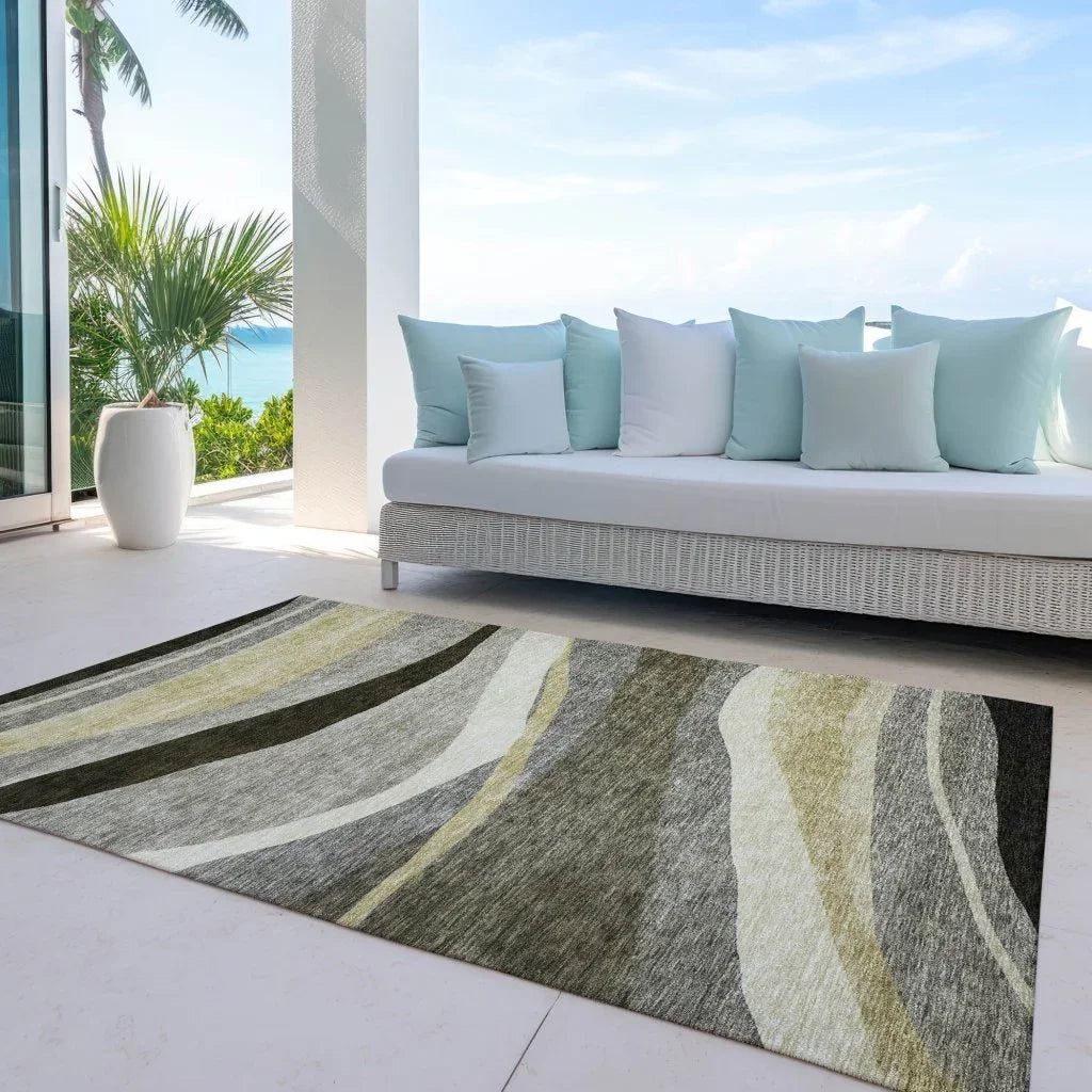 LOOMLAN Rugs Athena Taupe Washable Indoor-Outdoor Rug
